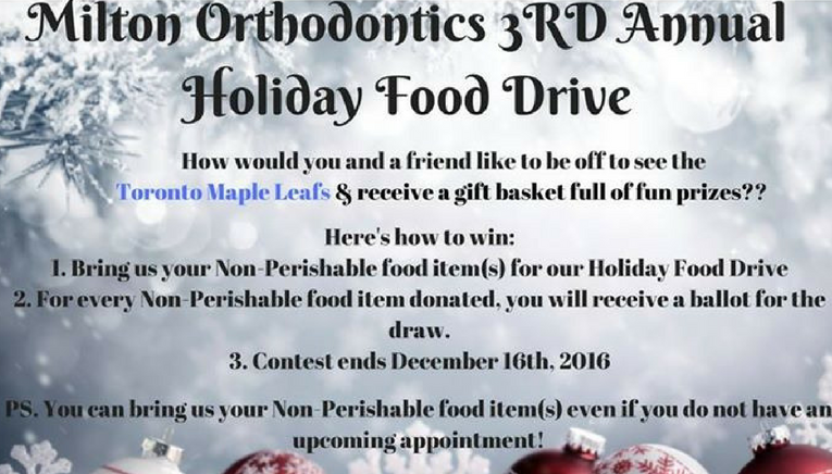 Milton Orthodontics Annual Food Drive December